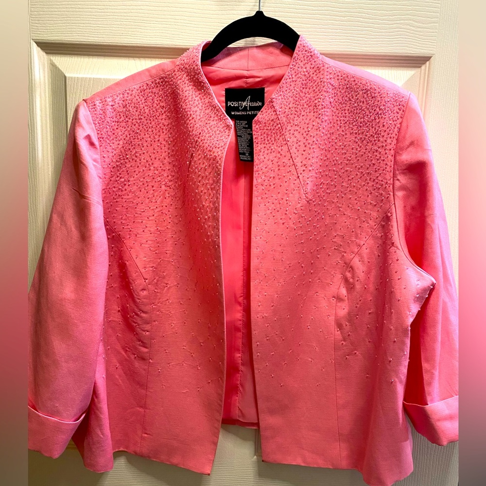 Beautiful Positive Attitude beaded Jacket sz 18 petite